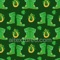 seamless Seamless 3D PBR Texture Featuring Green Leprechaun Boots and Lucky Horseshoes texture 8k free download PBR