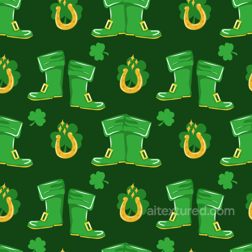 Featuring Green Leprechaun Boots and Lucky Horseshoes seamless St patrick digital paper bundle PBR texture