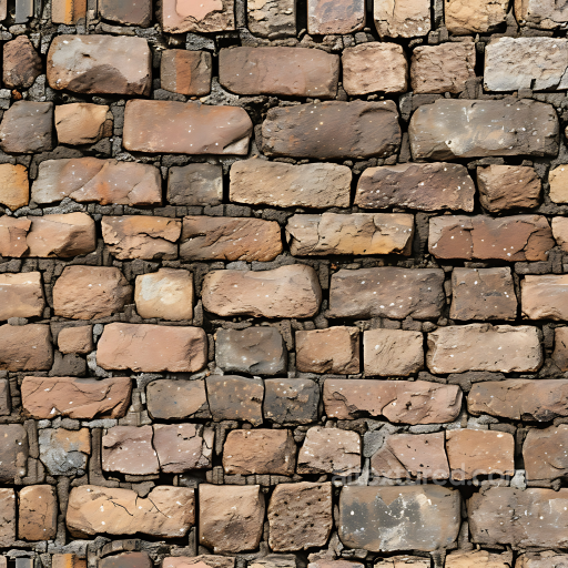 Weathered Stone Wall PBR Texture with Earthy Tones and Varied Brick Pattern seamless Stone PBR texture