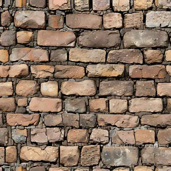 Weathered Stone Wall PBR Texture with Earthy Tones and Varied Brick Pattern Stone texture preview