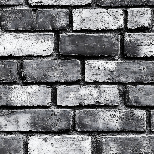 Seamless 3D Cracked Black & White Brick Wall PBR Texture with Weathered Surface