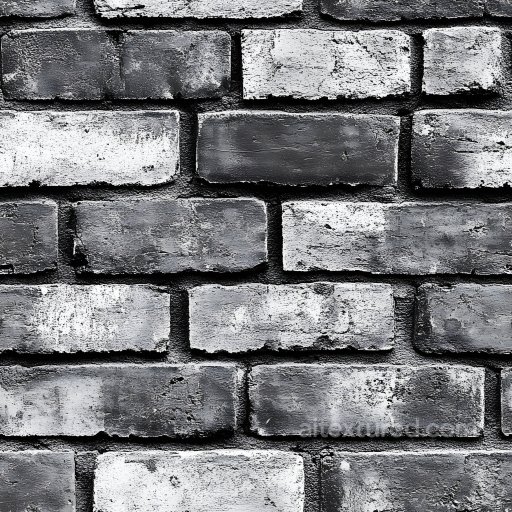 Cracked Black & White Brick Wall PBR Texture with Weathered Surface seamless Brick PBR texture