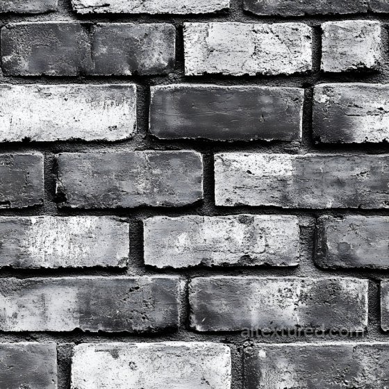 Cracked Black & White Brick Wall PBR Texture with Weathered Surface Brick texture preview