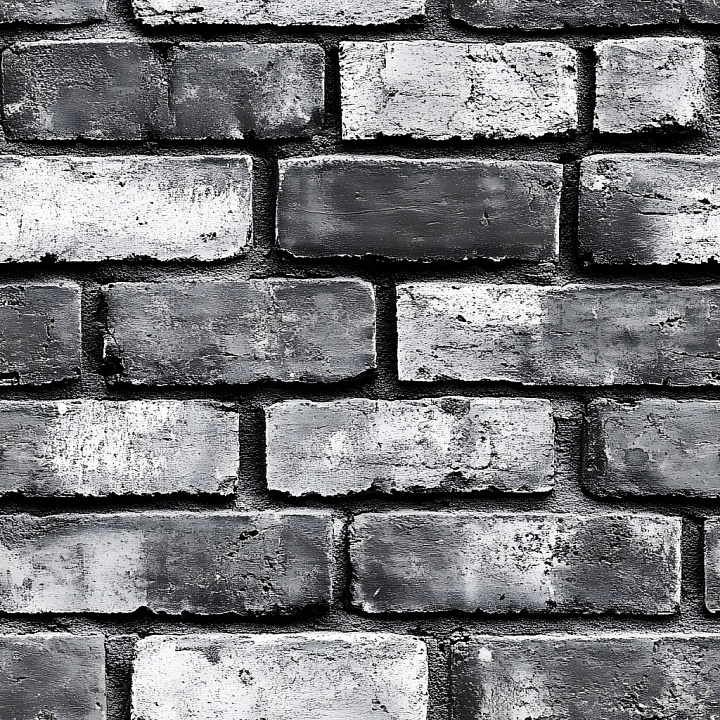 Cracked Black & White Brick Wall with Weathered Surface seamless PBR texture preview