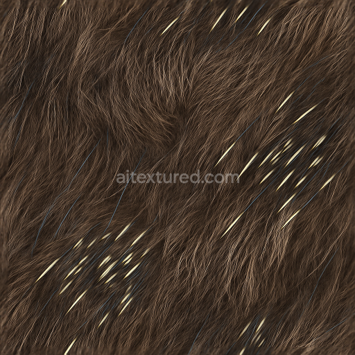 Seamless 3d texture pbr 8k porcupine quills coarse fur bristly fur mammal skin fur guard hairs tail fur whiskers mane fur
