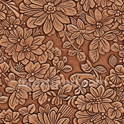 seamless Seamless 3D PBR Embossed Floral Brown Leather Texture with Detailed Carving texture 8k free download PBR