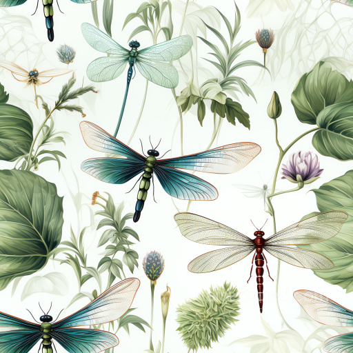 Featuring Detailed Dragonfly Wings and Botanical Design seamless Dragonfly PBR texture