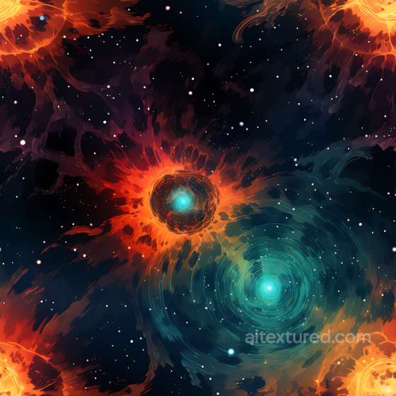 Space PBR Texture Featuring Fiery Nebula Explosions and Spiraling Cosmic Vortex Star, space, planets texture preview