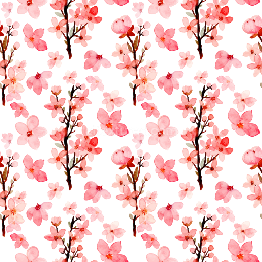 Seamless 3D PBR Texture of Pink Watercolor Flower Pattern