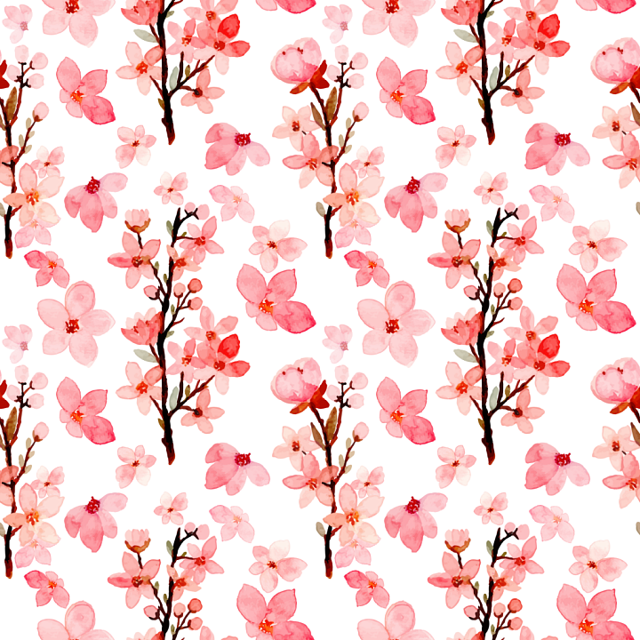 Pink Flower of Pink Watercolor Flower Pattern seamless PBR texture preview