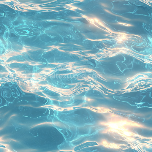 Seamless 3D Water PBR Texture of Transparent Shallow Water with Subtle Waves and Light Reflections