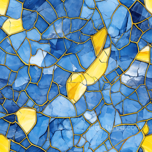 Blue and Yellow Marble Mosaic PBR Texture with Gold Veins seamless Marble PBR texture