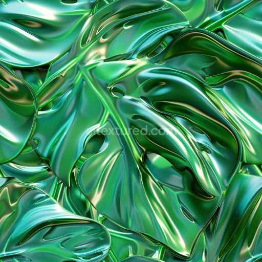 Seamless 3D PBR Texture Featuring Glossy Green Organic Curves and Folds