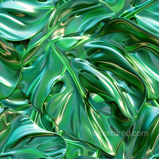 Seamless 3D PBR Texture Featuring Glossy Green Organic Curves and Folds texture preview