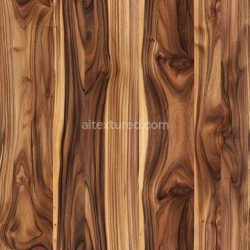 Seamless 3D PBR Texture of Natural Acacia Wood Planks with Rich Grain and Knots