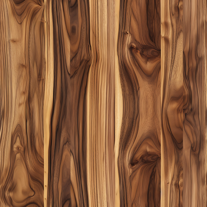 Natural Acacia Wood Planks with Rich Grain and Knots seamless PBR texture preview