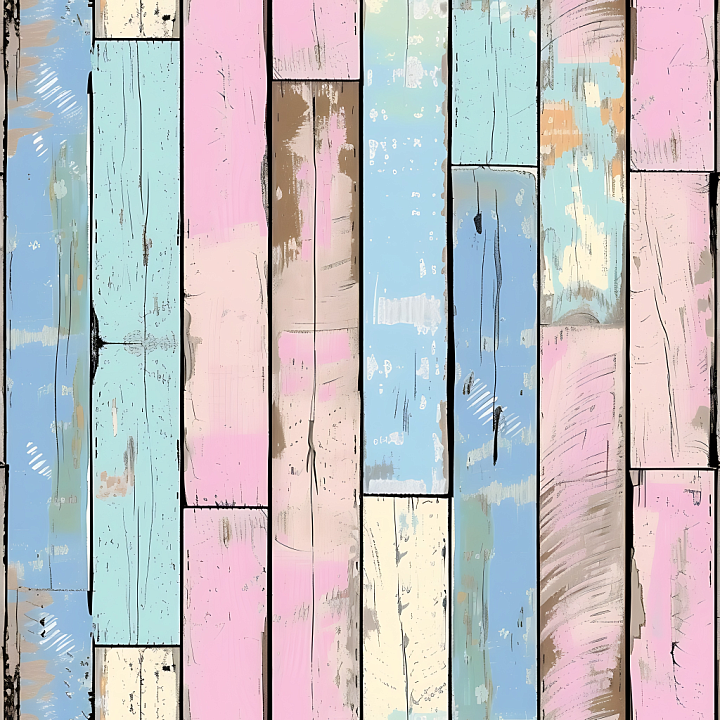 Pastel Painted Weathered Wood Planks with Distressed Finish seamless PBR texture preview