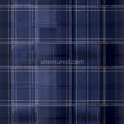 Seamless 3D PBR Metallic Plaid Pattern Texture with Blue and White Lines