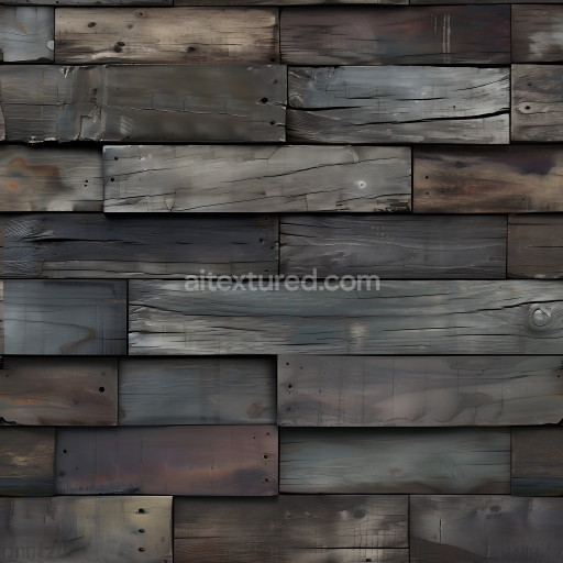 Seamless 3D PBR Texture of Weathered Dark Wood Planks with Distressed Finish