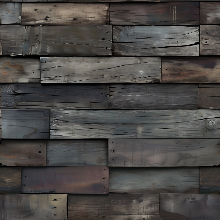 Weathered Dark Wood Planks with Distressed Finish seamless PBR texture preview