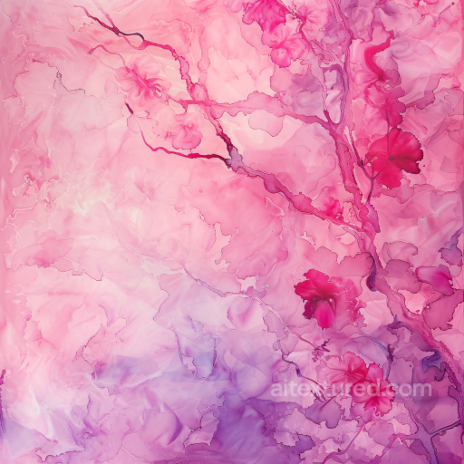 Alcohol Ink PBR Texture Featuring Soft Pink and Purple Floral Swirls seamless Alcohol ink PBR texture