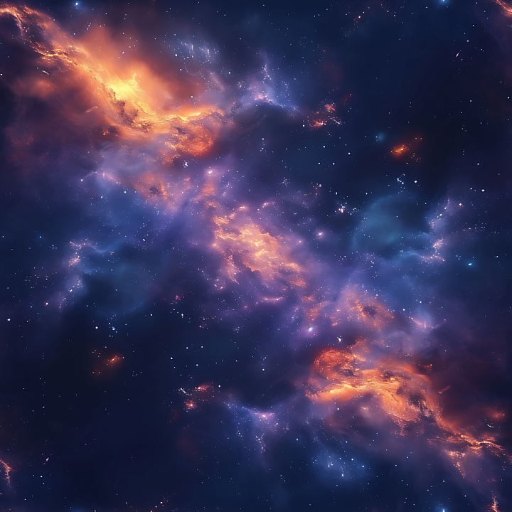 Space Featuring Glowing Orange Nebula and Starfield seamless PBR texture preview