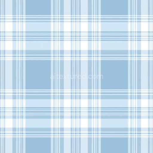 Seamless 3D PBR Texture of Soft Blue and White Classic Plaid Pattern