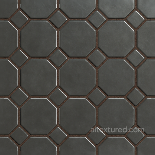 Metal Tiles Mosaic With Octagonal Tiles And Glossy Finish seamless Mosaic PBR texture