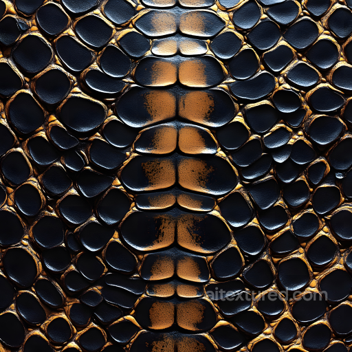Reptile Skin PBR Texture Featuring Black and Gold Detailed Scales seamless Skin PBR texture