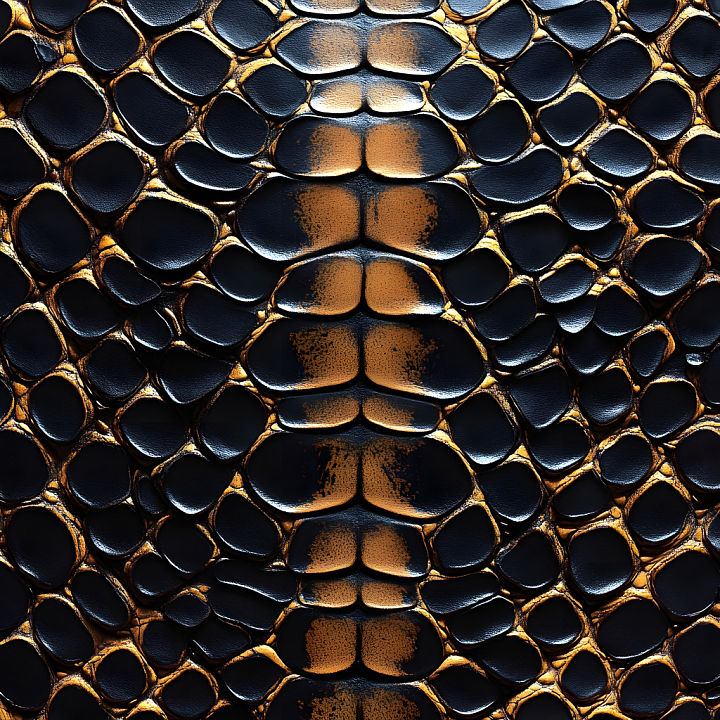 Reptile Skin Featuring Black and Gold Detailed Scales seamless PBR texture preview