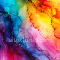 seamless Seamless 3D Alcohol Ink PBR Texture Featuring Vibrant Multicolor Fluid Waves and Delicate Gold Veining texture 8k free download PBR