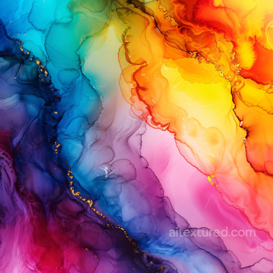 Alcohol Ink PBR Texture Featuring Vibrant Multicolor Fluid Waves and Delicate Gold Veining Alcohol ink texture preview