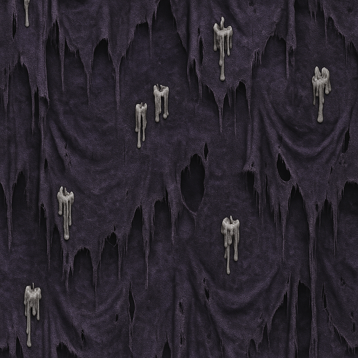 Spooky Fabric With Witch Purple And Tattered Cloth seamless PBR texture preview
