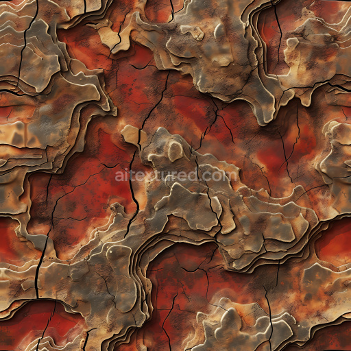 Preview — Seamless 3D PBR texture of cracked layered earth surface with deep fissures and warm tones