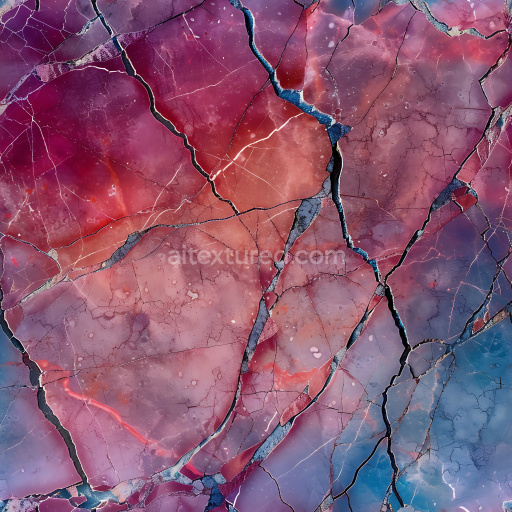 Seamless 3D PBR Gemstone Cracked & Holes Texture with Multicolor Fractures