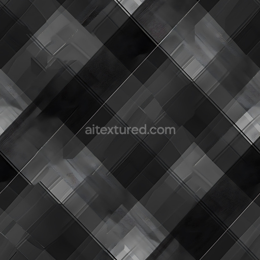 Seamless 3D PBR Texture of Black and Grey Grooved Plaid Fabric Pattern