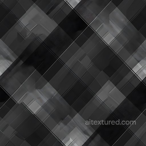 Seamless 3D PBR Texture of Black and gray Grooved Plaid Fabric Pattern texture preview