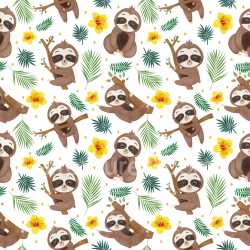 Pattern Bundle - Seamless 3D Pattern PBR Texture Featuring Cute Sloth Motifs with Tropical Leaves and Brig… texture preview
