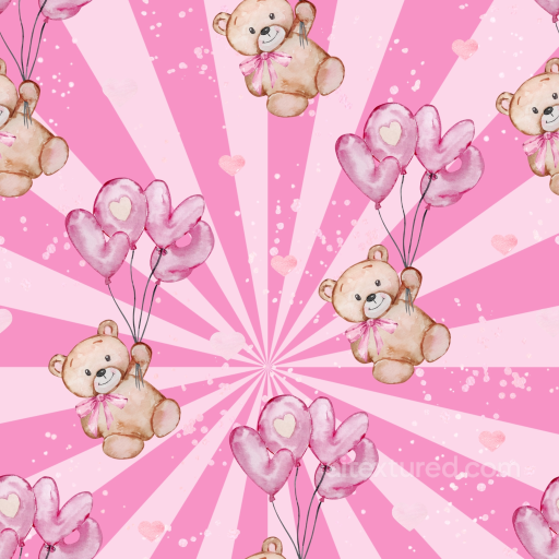 with Baby Girl Teddy Bears and Pink LOVE Balloons seamless Baby girl  PBR texture