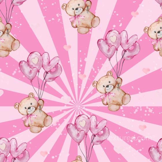 with Baby Girl Teddy Bears and Pink LOVE Balloons Baby girl texture preview