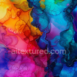 seamless Seamless 3D Alcohol Ink PBR Texture Featuring Vibrant Multicolor Fluid Flow and Intricate Veins texture 8k free download PBR