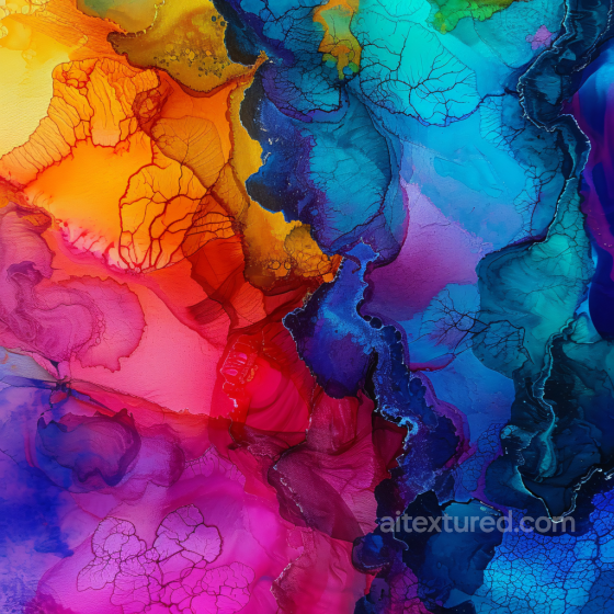 Alcohol Ink PBR Texture Featuring Vibrant Multicolor Fluid Flow and Intricate Veins Alcohol ink texture preview