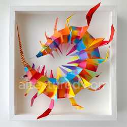 seamless Seamless 3D PBR Texture of Bright Multicolor Centipede Origami Pattern texture 8k free download PBR