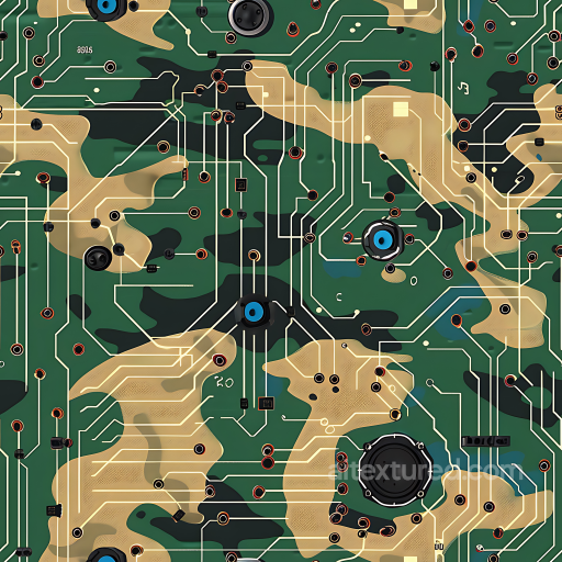 digital tech camouflage PBR texture with circuit board pattern seamless Color Camouflage PBR texture
