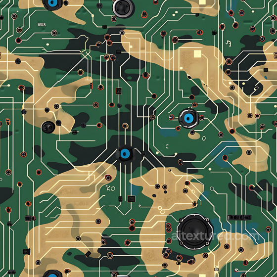 digital tech camouflage PBR texture with circuit board pattern Color Camouflage texture preview