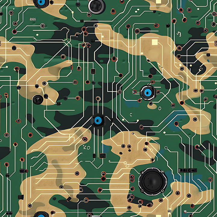 Digital Tech Camouflage With Circuit Board Pattern seamless PBR texture preview