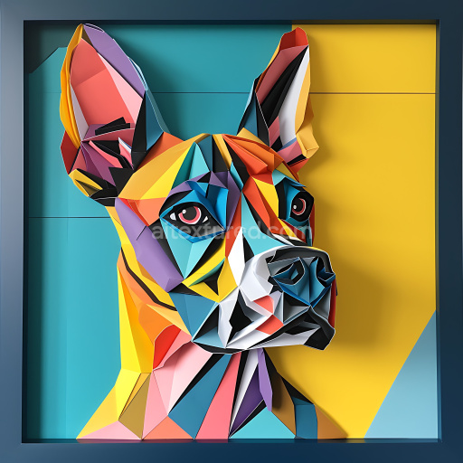 Preview — Seamless 3D PBR Texture of Multicolored Origami-Style Dog Face Art