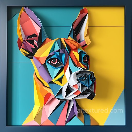 Animal - Seamless 3D PBR Texture of Multicolored Origami-Style Dog Face Art texture preview