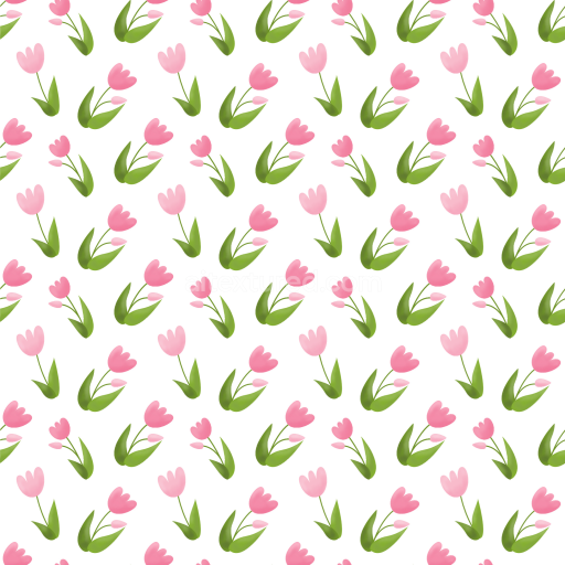 Seamless 3D PBR Texture Featuring Pink Tulip Wild Flower Pattern on White