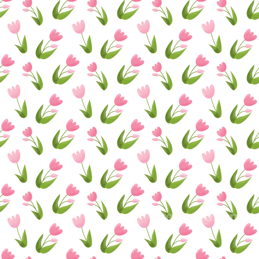 Featuring Pink Tulip Wild Flower Pattern on White seamless Wild Flower  PBR texture